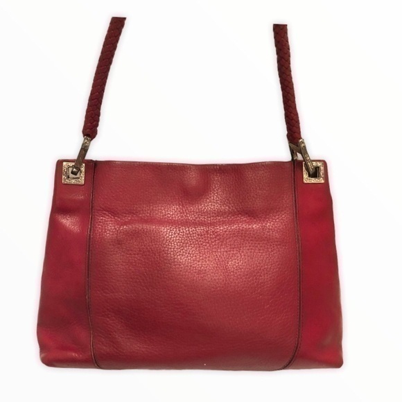 Brighton red leather tote bag braided handle